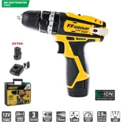 F.F. GROUP - CHD 12V PLUS Κρουστικό Δραπανοκατσάβιδο Μπαταρίας 12V (2x2.0Ah)