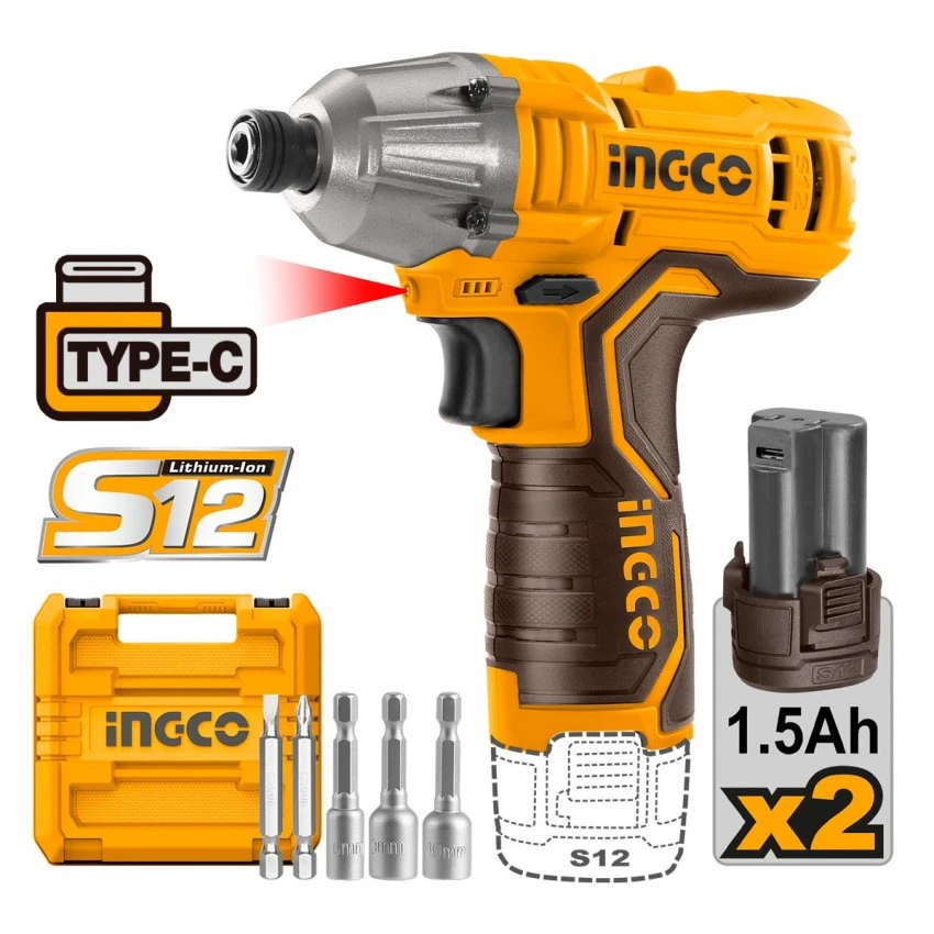 INGCO - CIRLI12015 Παλμικό Κατσαβίδι Μπαταρίας 12V (2x1.5Ah) 3 INGCO - CIRLI12015 Παλμικό Κατσαβίδι Μπαταρίας 12V (2x1.5Ah)