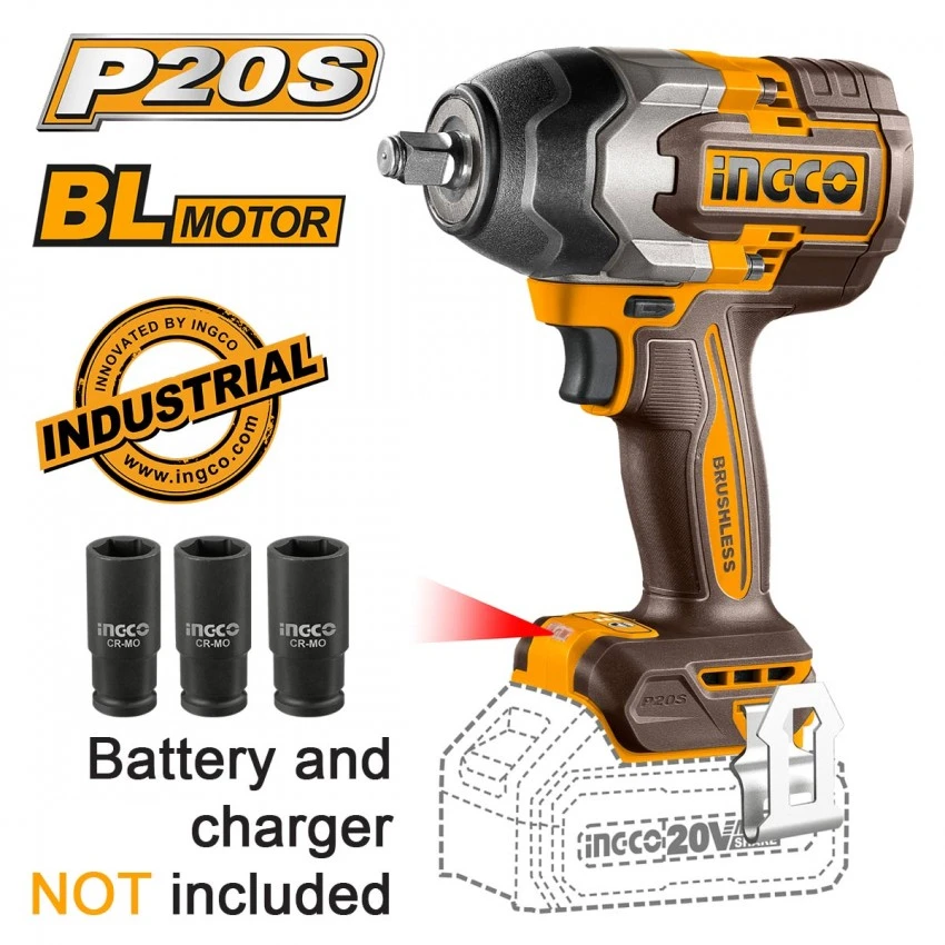 INGCO - CIWLI20851 Μπουλονόκλειδο Κρουστικό Μπαταρίας 850-1000 Nm 20V (Solo) 4 INGCO - CIWLI20851 Μπουλονόκλειδο Κρουστικό Μπαταρίας 850-1000 Nm 20V (Solo) - Image 2