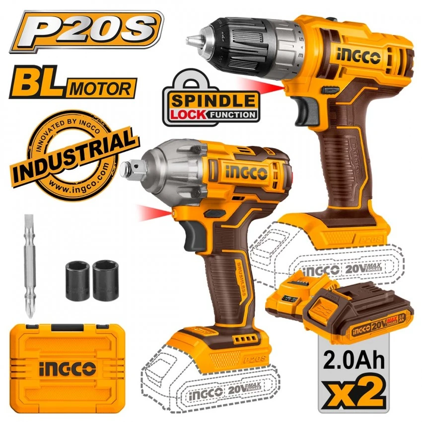 INGCO - COSLI230702 Σετ Εργαλεία Μπαταρίας 20V - 2 Τεμάχια (2x2.0Ah) 3 INGCO - COSLI230702 Σετ Εργαλεία Μπαταρίας 20V - 2 Τεμάχια (2x2.0Ah)