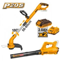 INGCO - COSLI240203E Σετ Θαμνοκοπτικό & Φυσητήρας Μπαταρίας 20V (2x2.0Ah)