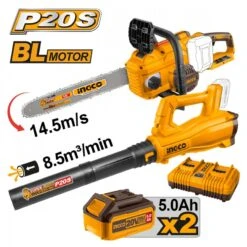 INGCO - COSLI240463E Σετ Αλυσοπρίονο & Φυσητήρας Μπαταρίας 20V (2x5.0Ah)