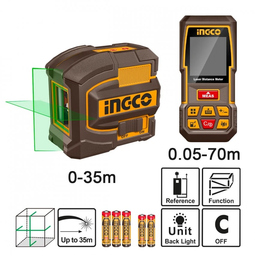 INGCO - COSLL0401 Αυτοαλφ/μενο Πράσινο Laser Σταυρού + Μετρητής Αποστάσεων Laser 70m 3 INGCO - COSLL0401 Αυτοαλφ/μενο Πράσινο Laser Σταυρού + Μετρητής Αποστάσεων Laser 70m