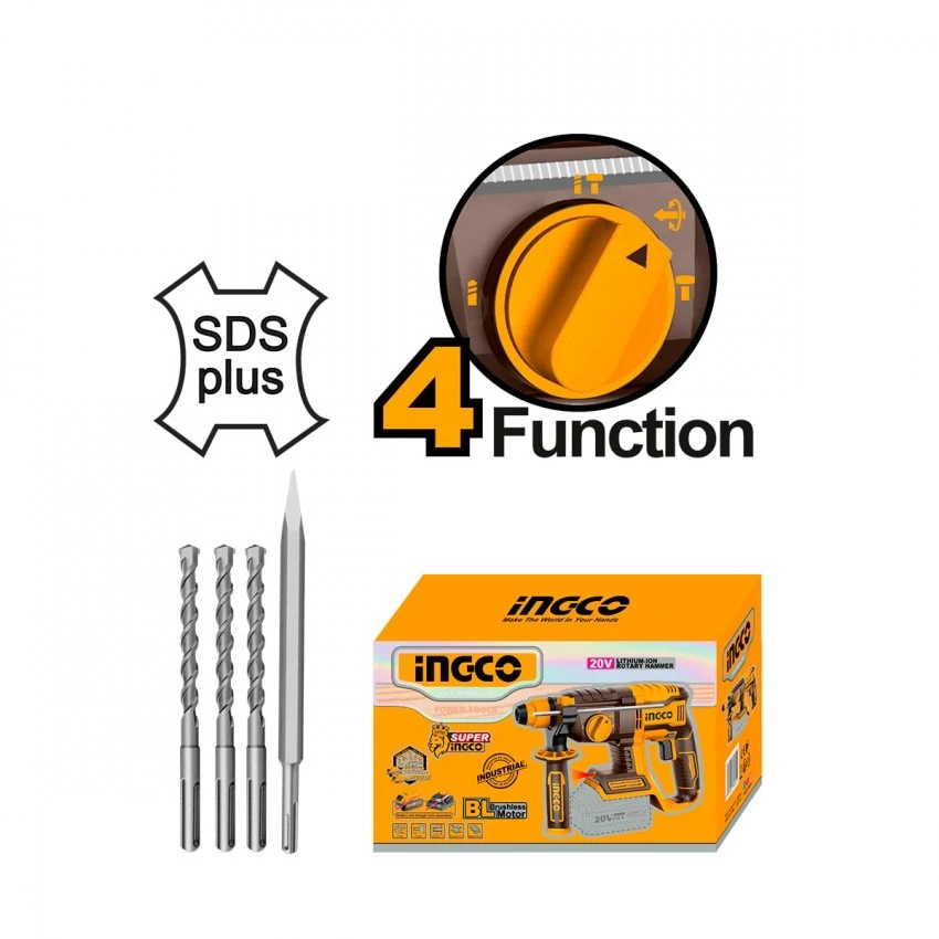 INGCO - CRHLI20208 Πιστολέτο Περιστροφικό Κρουστικό Σκαπτικό Μπαταρίας 20V (Solo) 4 INGCO - CRHLI20208 Πιστολέτο Περιστροφικό Κρουστικό Σκαπτικό Μπαταρίας 20V (Solo) - Image 2