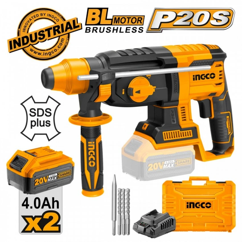 INGCO - CRHLI202287 Πιστολέτο Περιστροφικό Κρουστικό Σκαπτικό Μπαταρίας 20V (2x4.0Ah) 3 INGCO - CRHLI202287 Πιστολέτο Περιστροφικό Κρουστικό Σκαπτικό Μπαταρίας 20V (2x4.0Ah)