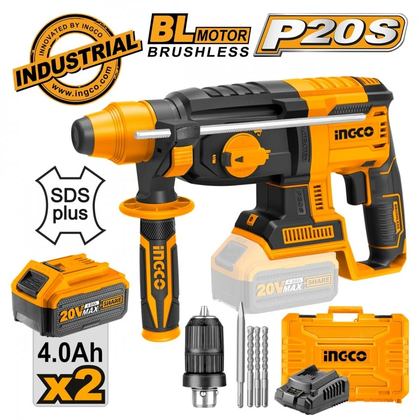 INGCO - CRHLI202289 Πιστολέτο Περιστροφικό Κρουστικό Σκαπτικό Μπαταρίας 20V (2x4.0Ah) 3 INGCO - CRHLI202289 Πιστολέτο Περιστροφικό Κρουστικό Σκαπτικό Μπαταρίας 20V (2x4.0Ah)