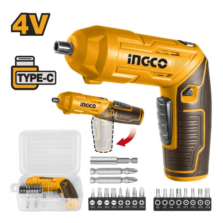 INGCO - CSDLI0442 Σετ Κατσαβίδι Μπαταρίας 4V με Ενσωματομένη Μπαταρία USB Type-C - 19 Τεμάχια 3 INGCO - CSDLI0442 Σετ Κατσαβίδι Μπαταρίας 4V με Ενσωματομένη Μπαταρία USB Type-C - 19 Τεμάχια