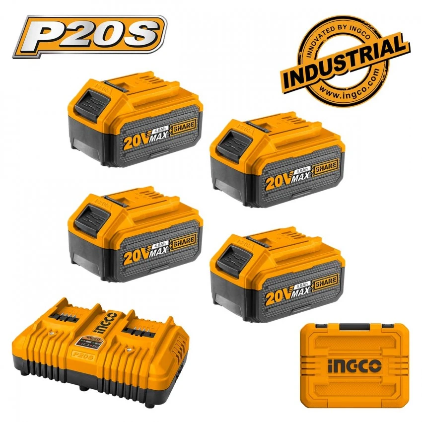 INGCO - FBCLI20244 Σετ Μπαταρίες 20V (4x4.0Ah) & Ταχυφορτιστής 2 Θέσεων 3 INGCO - FBCLI20244 Σετ Μπαταρίες 20V (4x4.0Ah) & Ταχυφορτιστής 2 Θέσεων