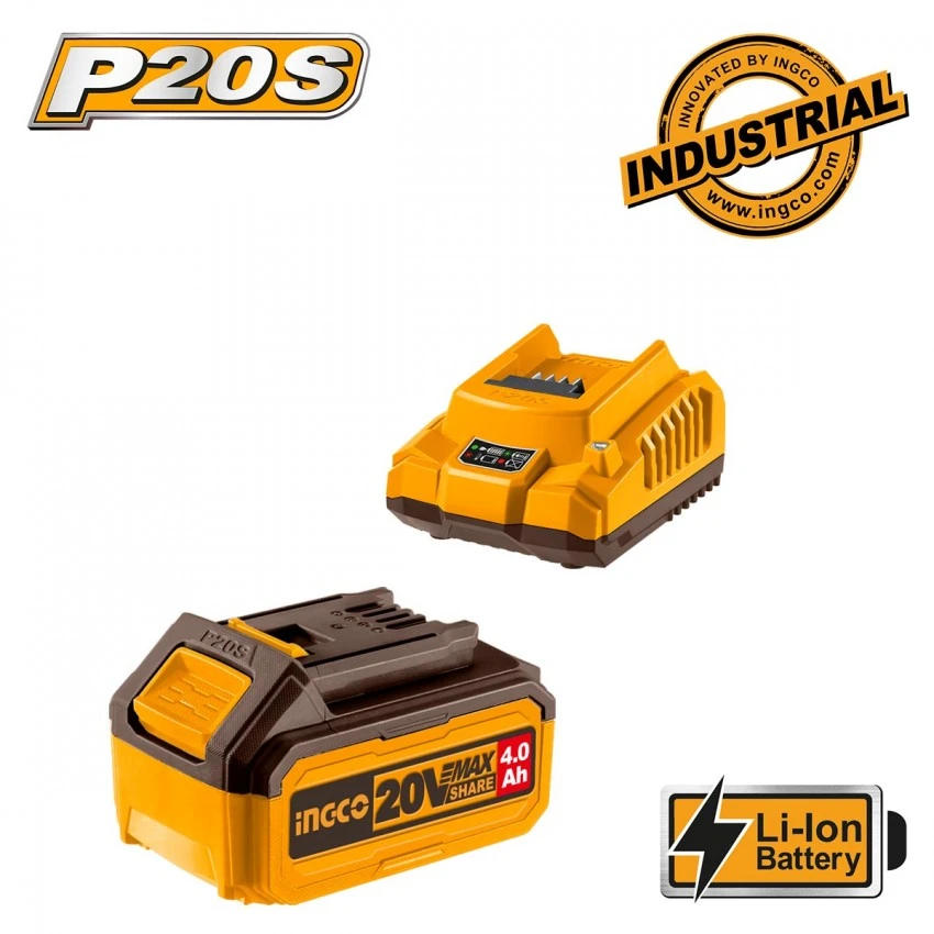 INGCO - FBCPK1214 Σετ Μπαταρία & Φορτιστής 20V (1x4.0Ah) 4 INGCO - FBCPK1214 Σετ Μπαταρία & Φορτιστής 20V (1x4.0Ah) - Image 2