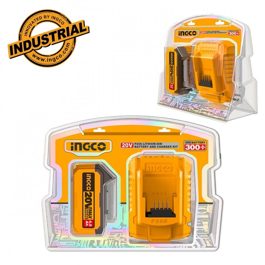 INGCO - FBCPK1214 Σετ Μπαταρία & Φορτιστής 20V (1x4.0Ah) 3 INGCO - FBCPK1214 Σετ Μπαταρία & Φορτιστής 20V (1x4.0Ah)