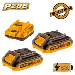 INGCO - FBCPK1222E Σετ Μπαταρίες 2x2.0Ah & Φορτιστής 2Α - 3 Τεμάχια