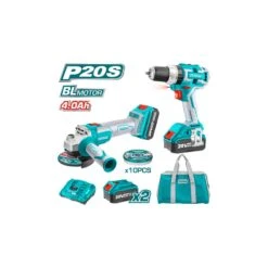 TOTAL - TCKLI6015 Σετ Κρουστικό Δραπανοκατσάβιδο & Γωνιακός Τροχός Μπαταρίας 20V (2x4.0Ah)