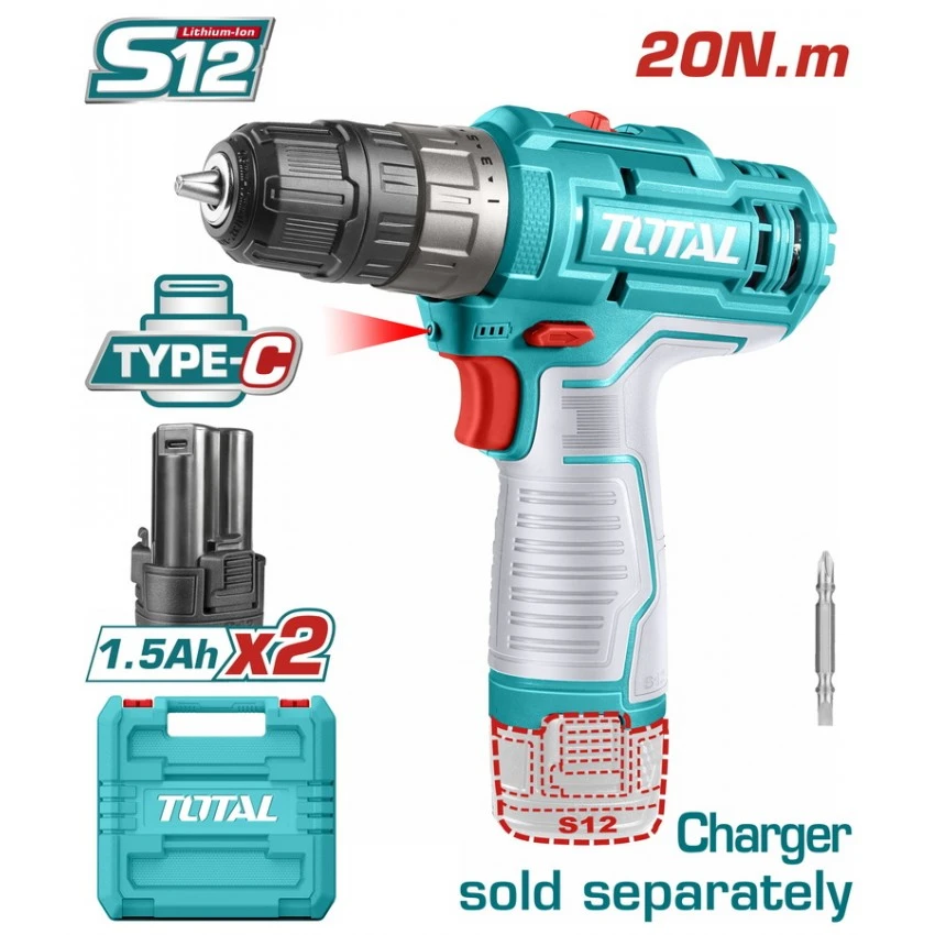 TOTAL - TDLI12202 Δραπανοκατσάβιδο Μπαταρίας 12V (2x1.5Ah) 3 TOTAL - TDLI12202 Δραπανοκατσάβιδο Μπαταρίας 12V (2x1.5Ah)