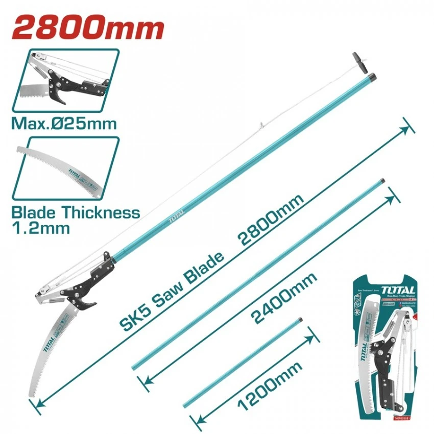 TOTAL - THEPS25281 Τηλεσκοπικό Ψαλίδι & Πριόνι Κλαδέματος 120-280cm 3 TOTAL - THEPS25281 Τηλεσκοπικό Ψαλίδι & Πριόνι Κλαδέματος 120-280cm