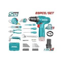 TOTAL - THKTHP10892 Σετ Δραπανοκατσάβιδο Μπαταρίας 12V (1x1.5Ah) & Εργαλεία Χειρός 89 Τεμάχια