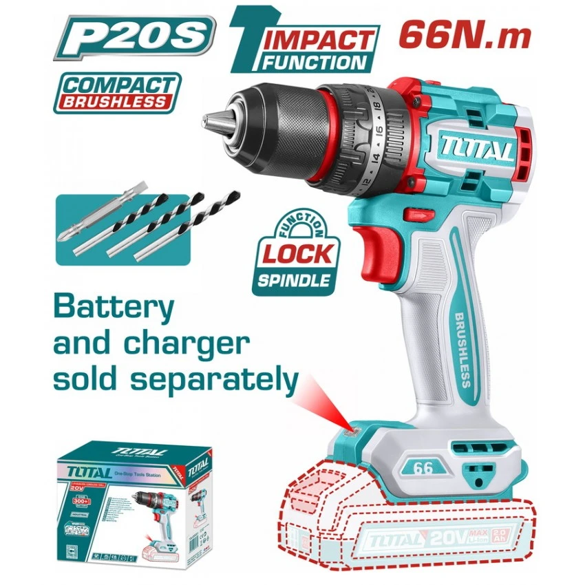 TOTAL - TIDLI206681 Δραπανοκατσάβιδο Κρουστικό Μπαταρίας 20V (Solo) 3 TOTAL - TIDLI206681 Δραπανοκατσάβιδο Κρουστικό Μπαταρίας 20V (Solo)