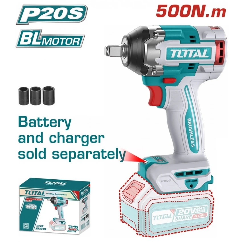 TOTAL - TIWLI20501 Μπουλονόκλειδο Μπαταρίας 500Nm 20V (Solo) 3 TOTAL - TIWLI20501 Μπουλονόκλειδο Μπαταρίας 500Nm 20V (Solo)