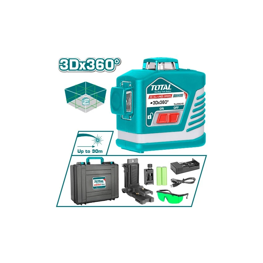 TOTAL - TLL255245 Αλφάδι Laser 3D Αυτο-οριζοντιούμενο με Πράσινες Ακτίνες 3 TOTAL - TLL255245 Αλφάδι Laser 3D Αυτο-οριζοντιούμενο με Πράσινες Ακτίνες
