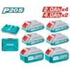 TOTAL - TOSLI230701E Σετ Μπαταρίες & Φορτιστής 20V (4x2.0Ah, 2x4.0Ah) 2 TOTAL - TOSLI230701E Σετ Μπαταρίες & Φορτιστής 20V (4x2.0Ah, 2x4.0Ah) -Ergalia Κατάστημα tosli230701e 7