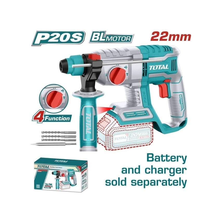 TOTAL - TRHLI20208 Πιστολέτο Μπαταρίας SDS-PLUS 20V (Solo) 3 TOTAL - TRHLI20208 Πιστολέτο Μπαταρίας SDS-PLUS 20V (Solo)