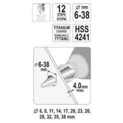 YATO - YT-44740 Τρυπάνι Κωνικό Τιτανίου 6-38mm -Ergalia Κατάστημα yt 44740 2