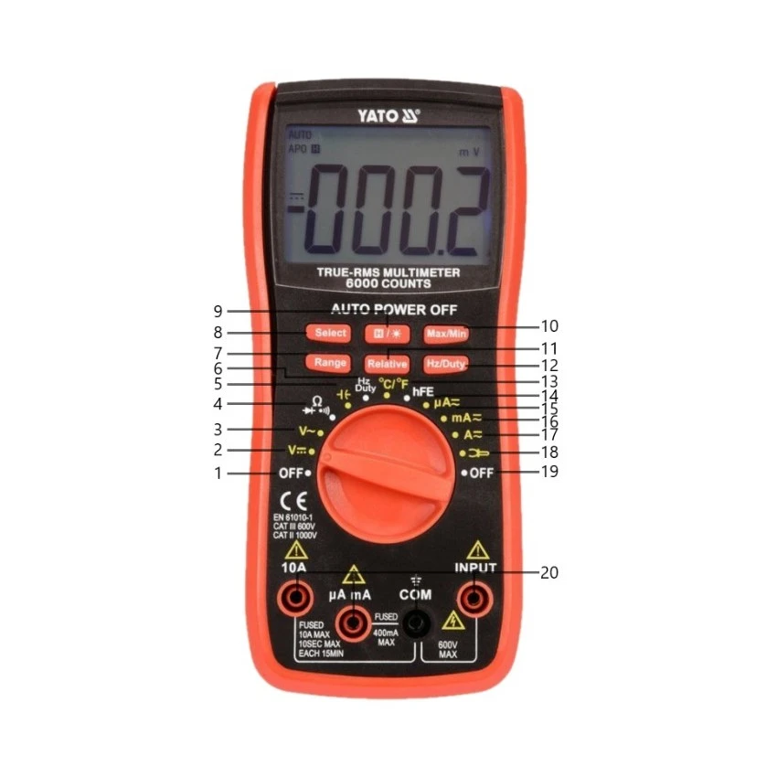 YATO - YT-73085 Πολύμετρο Ηλεκτρονικό RMS 3 YATO - YT-73085 Πολύμετρο Ηλεκτρονικό RMS - Image 2