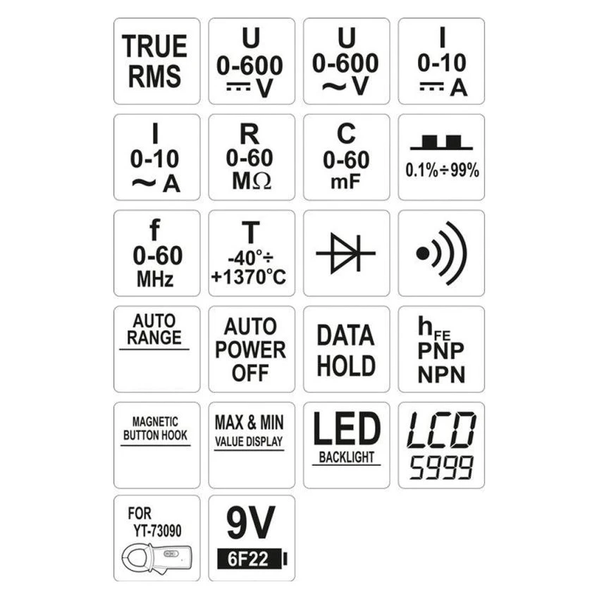 YATO - YT-73085 Πολύμετρο Ηλεκτρονικό RMS 4 YATO - YT-73085 Πολύμετρο Ηλεκτρονικό RMS - Image 3